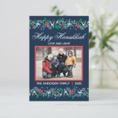 De Remerciements Blue Garland Hanoukka - Carte à plat 3x5 (Debout devant)