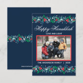 De Remerciements Blue Garland Hanoukka - Carte à plat 3x5 (Devant / Derrière)