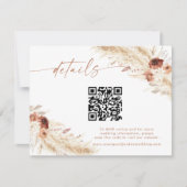 De Remerciements Boho Floral QR Code Mariage Site Web Détails Carte (Devant)