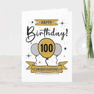 De Remerciements Bonne carte 100e anniversaire en or