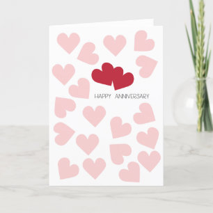 De Remerciements Bonne carte Anniversaire rose et Red Hearts