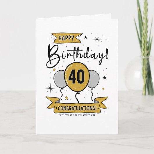 De Remerciements Bonne carte d'anniversaire 40e en or (Devant)