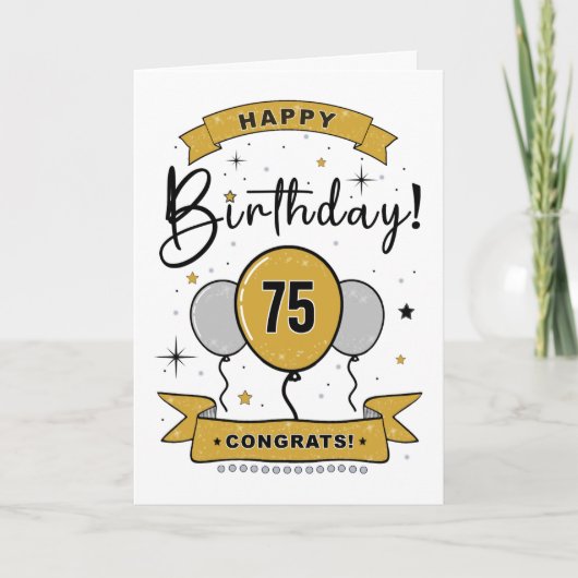 De Remerciements Bonne carte d'anniversaire 75e en or (Devant)