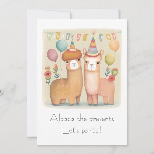 De Remerciements Bonne carte d'anniversaire Alpacas (Devant)