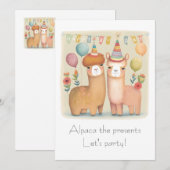 De Remerciements Bonne carte d'anniversaire Alpacas (Devant / Derrière)
