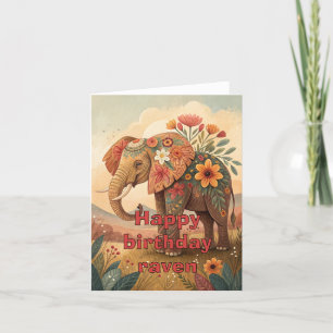 De Remerciements Bonne fête carte pliante d'éléphant indien