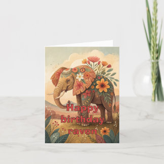 De Remerciements Bonne fête carte pliante d'éléphant indien