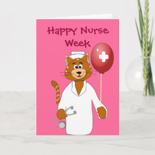 De Remerciements Bonne Semaine des infirmières Cartoon Chat Carte d