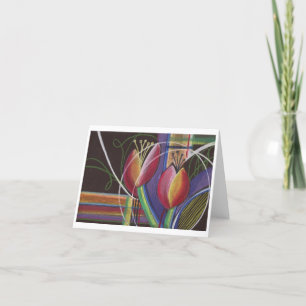 De Remerciements Bright on Black Pastel Tulips Carte pour notes