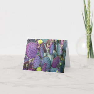De Remerciements Cactus en bois mauve avec Fleurs Jaunes Carte Note