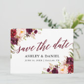 De Remerciements Calligraphie Bourgogne Floral Enregistrer La Carte (Debout devant)