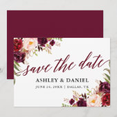 De Remerciements Calligraphie Bourgogne Floral Enregistrer La Carte (Devant / Derrière)