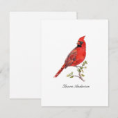De Remerciements Cardinal oiseau carte plat (Devant / Derrière)