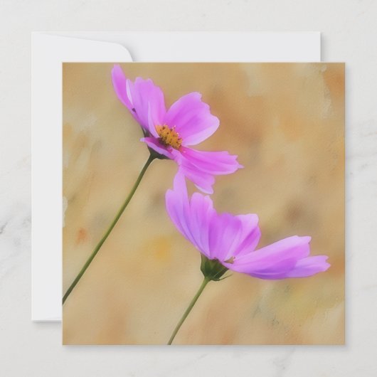 De Remerciements Carte à billets plats rose Cosmos Floral Art Flat (Devant)