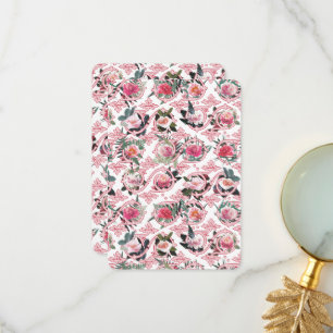 De Remerciements Carte à motif filigrané floral rose