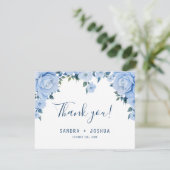 De Remerciements Carte à plat mariage Rose bleu (Debout devant)