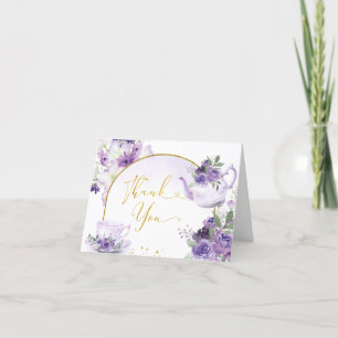 De Remerciements Carte à thé à Fête des mariées florale violet plié