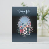 De Remerciements Carte anniversaire simple, Azur fleuri (Debout devant)