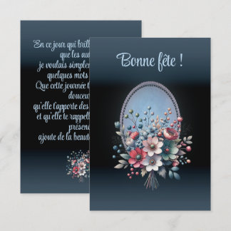 De Remerciements Carte anniversaire simple, Azur fleuri