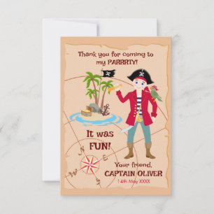 De Remerciements Carte au trésor garçon pirate fête d'anniversaire