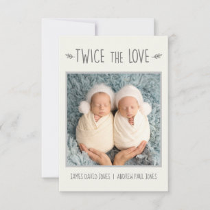 De Remerciements Carte bébé jumelle, deux fois l'amour