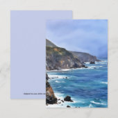 De Remerciements Carte Big Sur Ocean Cliff Sea Art Flat Note (Devant / Derrière)