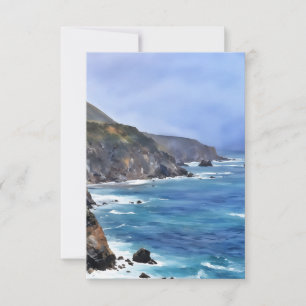 De Remerciements Carte Big Sur Ocean Cliff Sea Art Flat Note