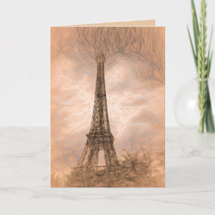 De Remerciements Carte blanche avec croquis d'Art numérique Tour Ei