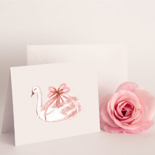 De Remerciements Carte blanche cygne rose et or