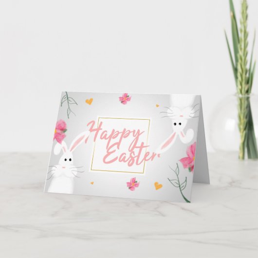 DE REMERCIEMENTS CARTE BLANCHE HARES EASTER (Devant)