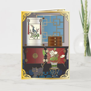 De Remerciements Carte blanche Mah Jongg Red Cabinet