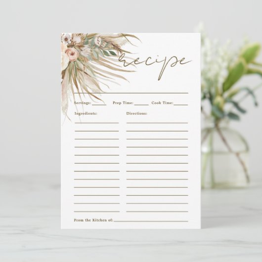 De Remerciements Carte Boho Rustic Pampas Grass Floral Apporter Rec (Debout devant)