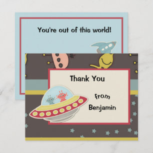 De Remerciements Carte Boy's Cute Space AlienThank You