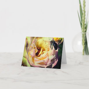 De Remerciements Carte Bumble Bee Et Rose Flower Note