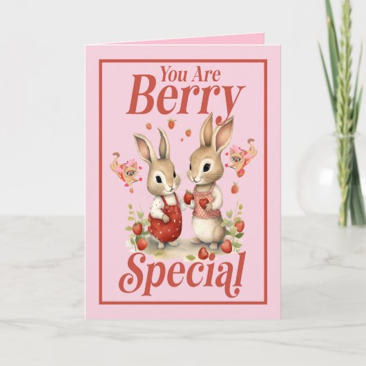 De Remerciements Carte Bunny Valentine en rose (Devant)