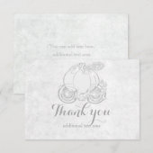 De Remerciements Carte Carrosse Princesse Argent Blanc Cendrillon (Devant / Derrière)