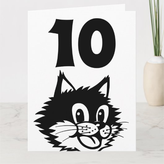 DE REMERCIEMENTS CARTE CHAT D'ANNIVERSAIRE 10 ANS (Devant)