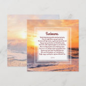 De Remerciements Carte Christian Poem Note "Sunbeams" (Devant / Derrière)