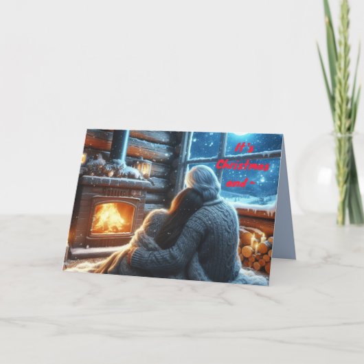 DE REMERCIEMENTS CARTE CHRISTMAS COUPLE FIRESIDE (Devant)