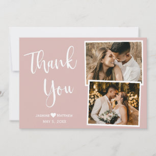 De Remerciements Carte Collage photo minimal Mariage rose