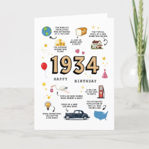 De Remerciements Carte d'anniversaire 1934 pour papa ou maman