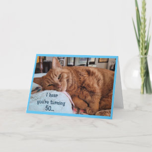 De Remerciements Carte d'anniversaire 50e avec chat Napping