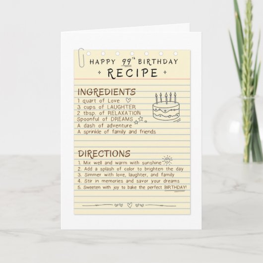De Remerciements Carte d'anniversaire 99e pour grand-mère ou maman (Devant)