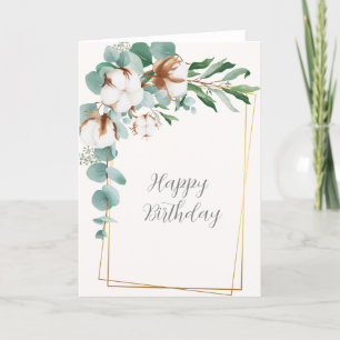 De Remerciements Carte d'anniversaire blanche Floral heureux