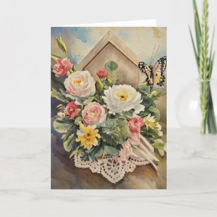 De Remerciements Carte d'anniversaire Bouquet et papillon
