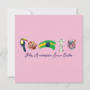 De Remerciements Carte d'anniversaire brésilienne heureuse, Feliz A