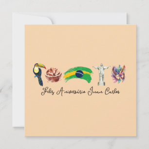 De Remerciements Carte d'anniversaire brésilienne heureuse, Feliz A