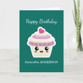De Remerciements Carte d'anniversaire Cupcake Kawaii (Devant)