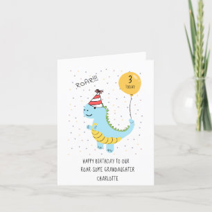 De Remerciements Carte d'anniversaire Cute Dinosaur - personnalisée