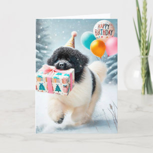 De Remerciements Carte d'anniversaire d'hiver Landseer Terre-Neuve